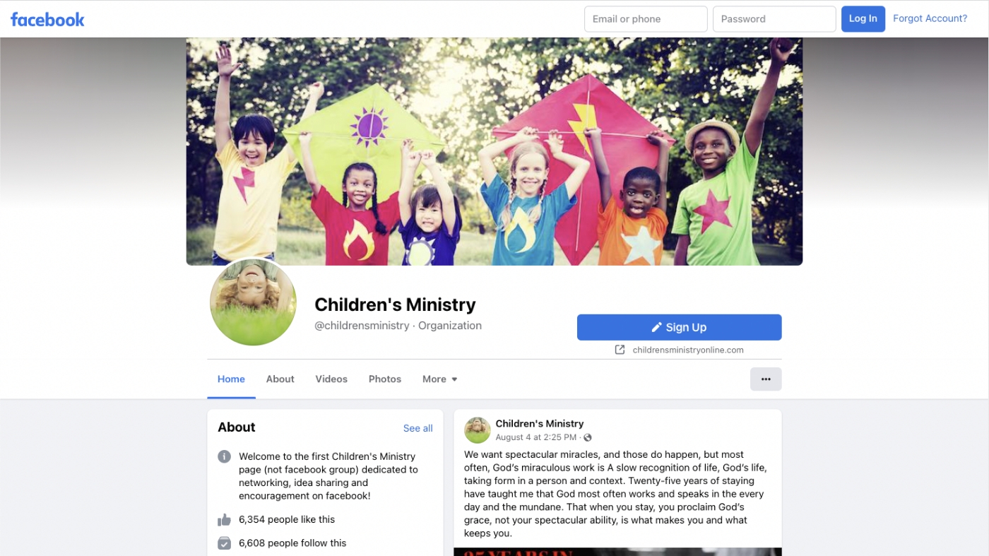 Children's Ministry Facebook page