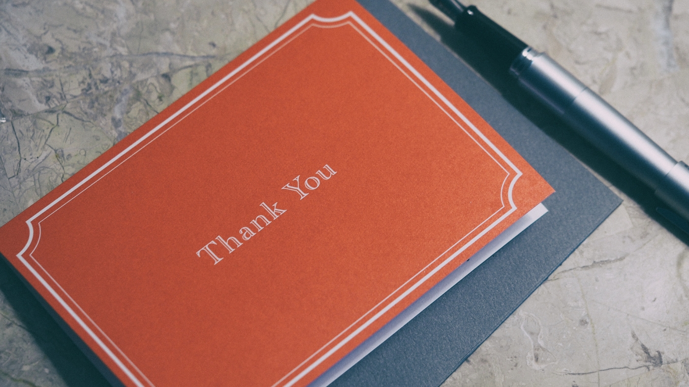 A thank you card