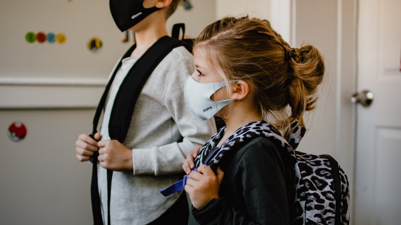 Kids at school with masks