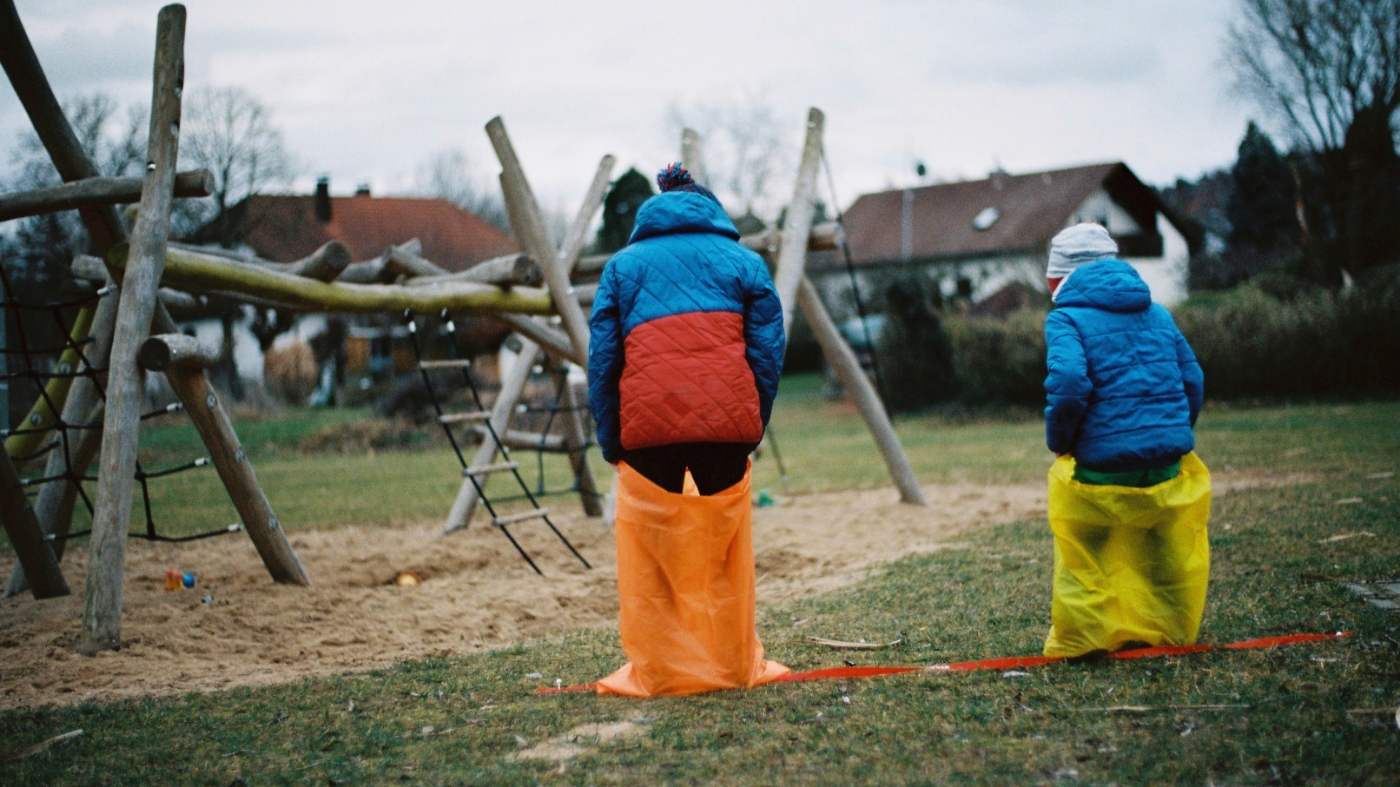 Kids playing sack rave
