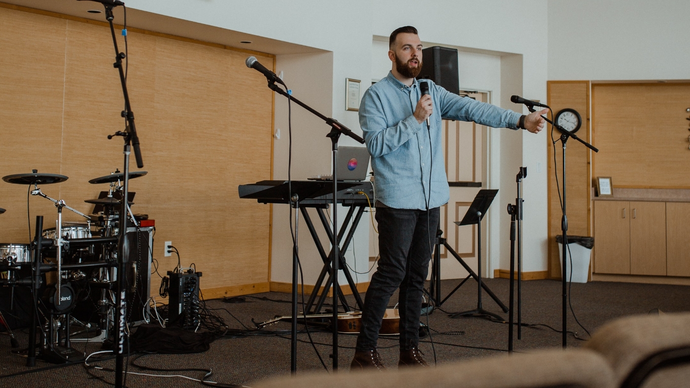 Young pastor speaking