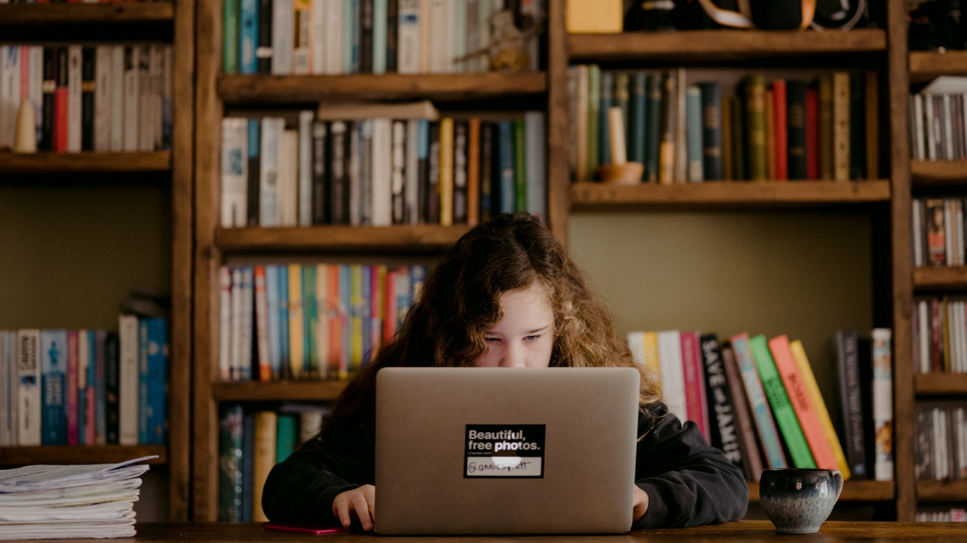 Girl volunteering to help the pastor with social media