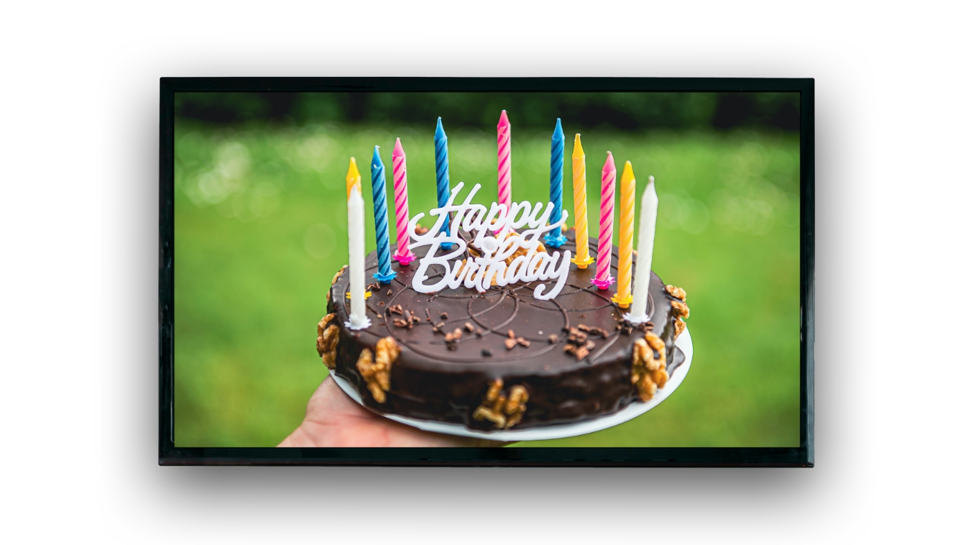 Sharing birthday celebrations on a digital screen