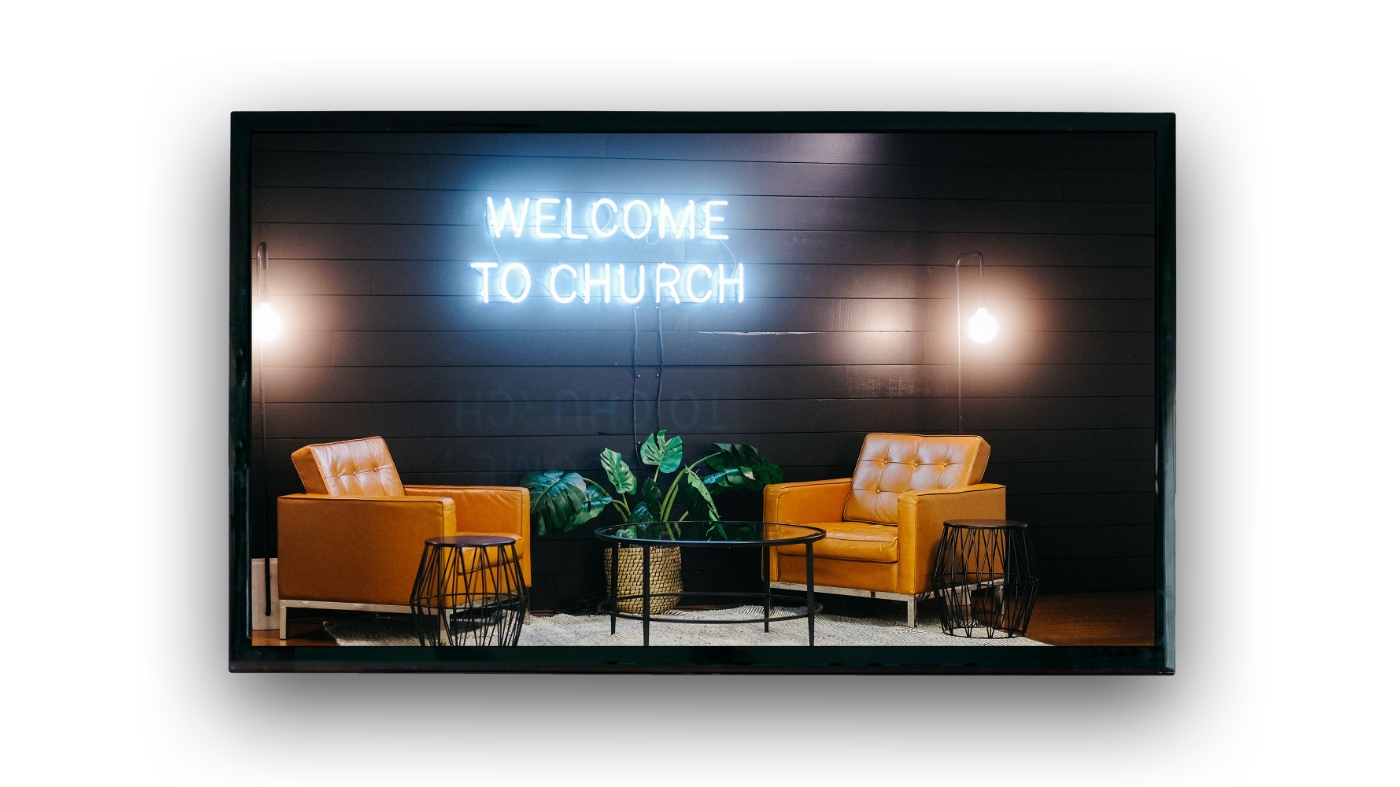 Welcome display on a digital screen