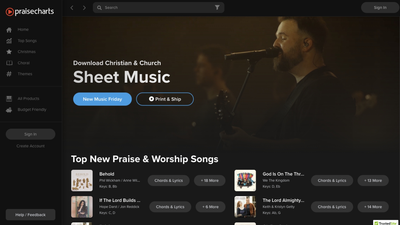 Praisecharts website