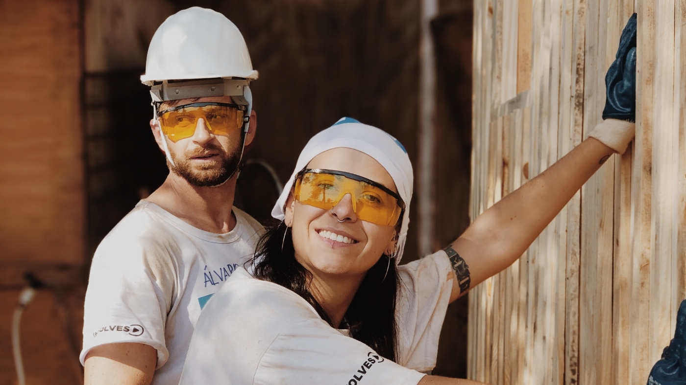 Church volunteers helping a community rebuild