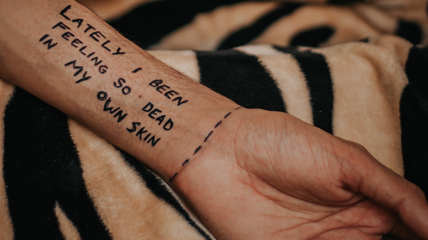Writing depressing statements on yourself