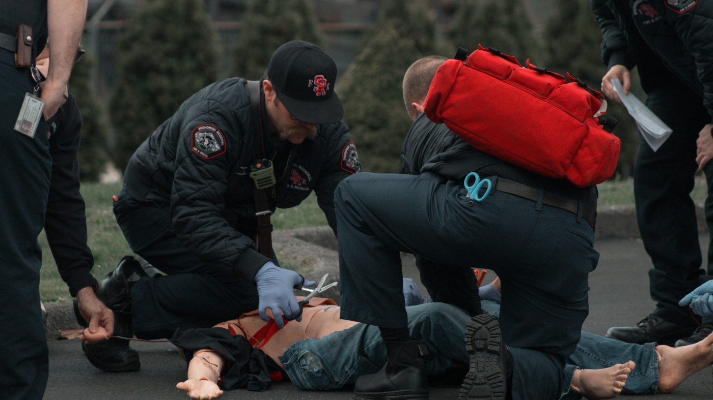 Church emergency team peparing for a serious accident