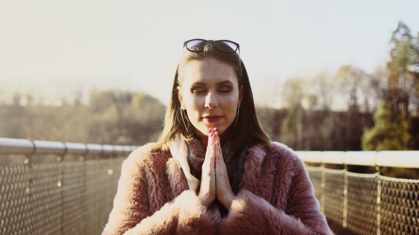 Woman feeling gratitude during thanksgiving