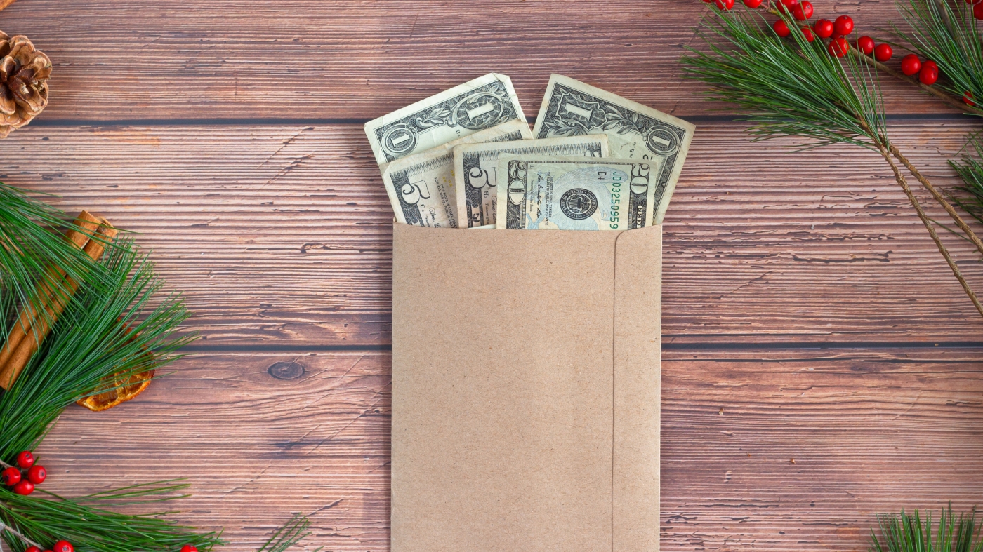 Christmas envelope with money