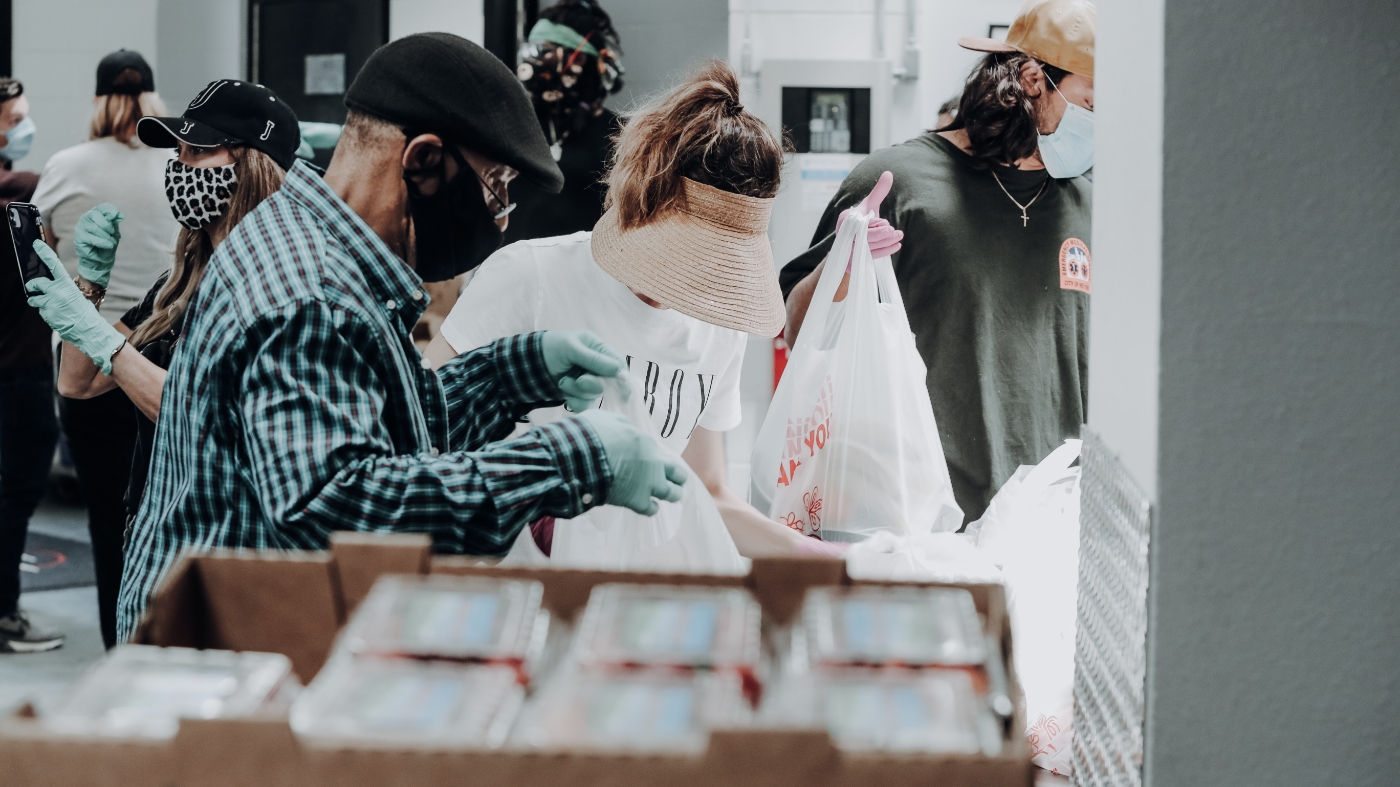 Church gathering food for the community