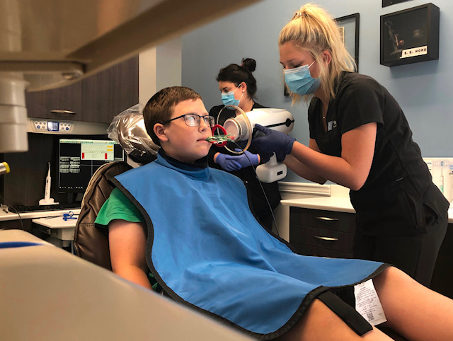 A patient preparing for treatment