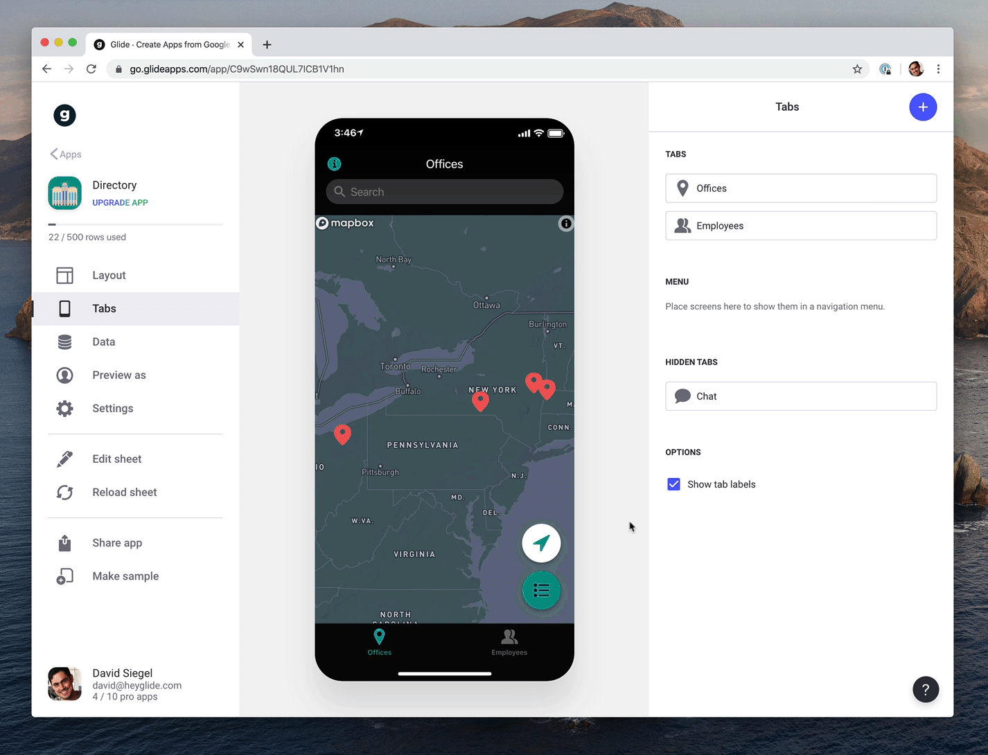 First developed in 1968 at Brown University, Undo (and its nemesis, Redo) is now available in Glide. Experiment and iterate your app design more quickly, and erase mistakes with a flick of your fingers. Note that, for now, Undo only undoes changes to your app's layout & design, and not changes in the Data Editor.