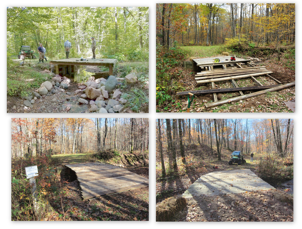 collage of bridge repair photos at the Blue Hills Trail in northern Wisconsin