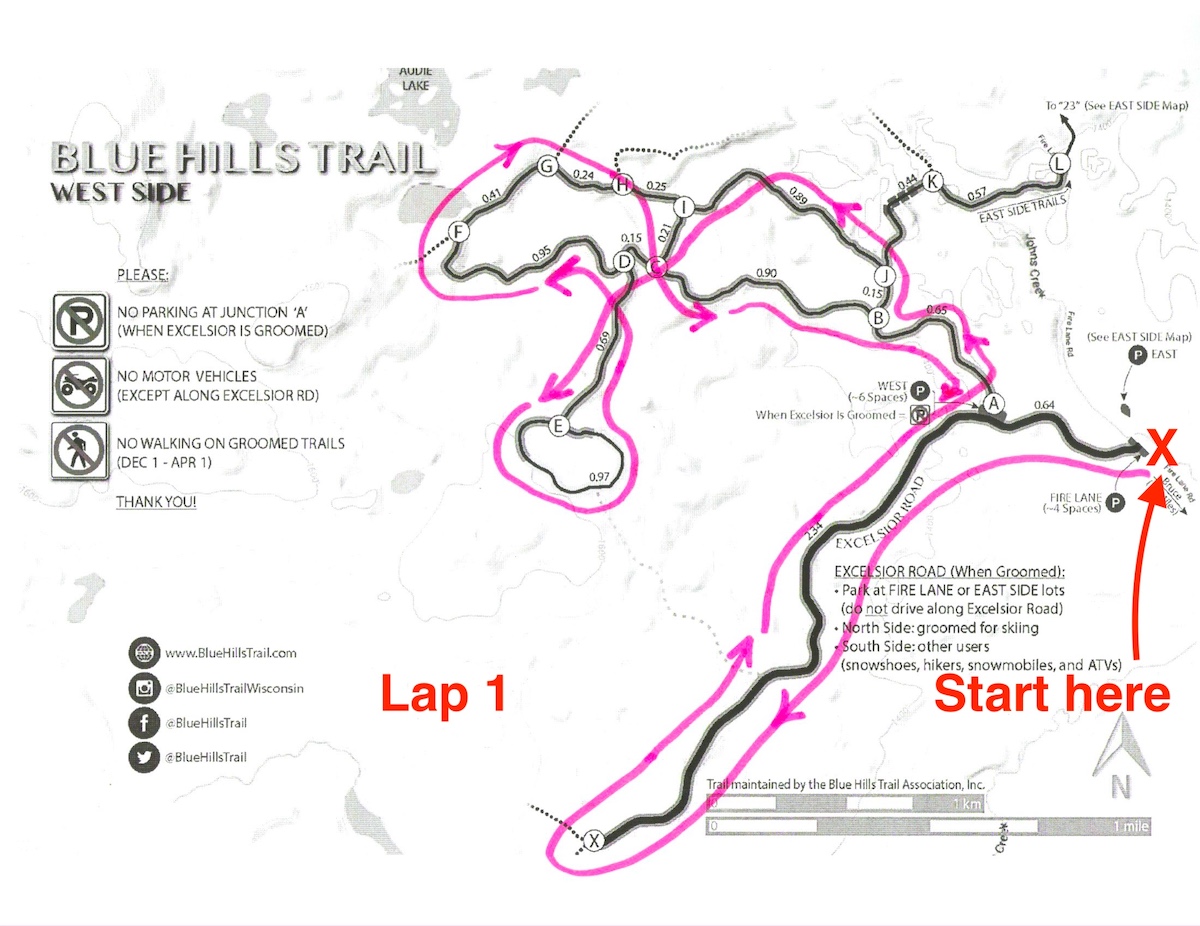 Kortelopet Virtual Race Course at the Blue Hills Trail - Lap 1