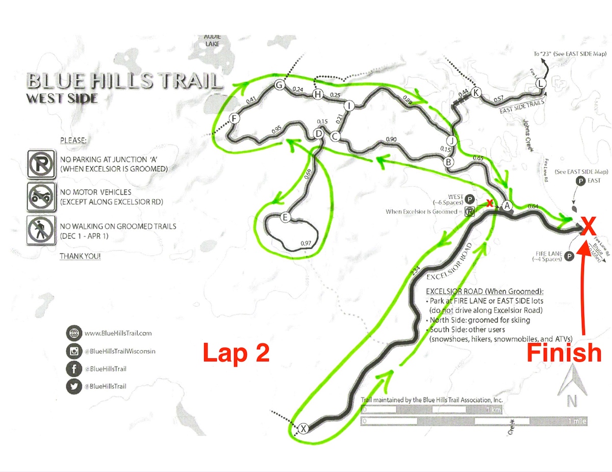 Kortelopet Virtual Race Course at the Blue Hills Trail - Lap 2