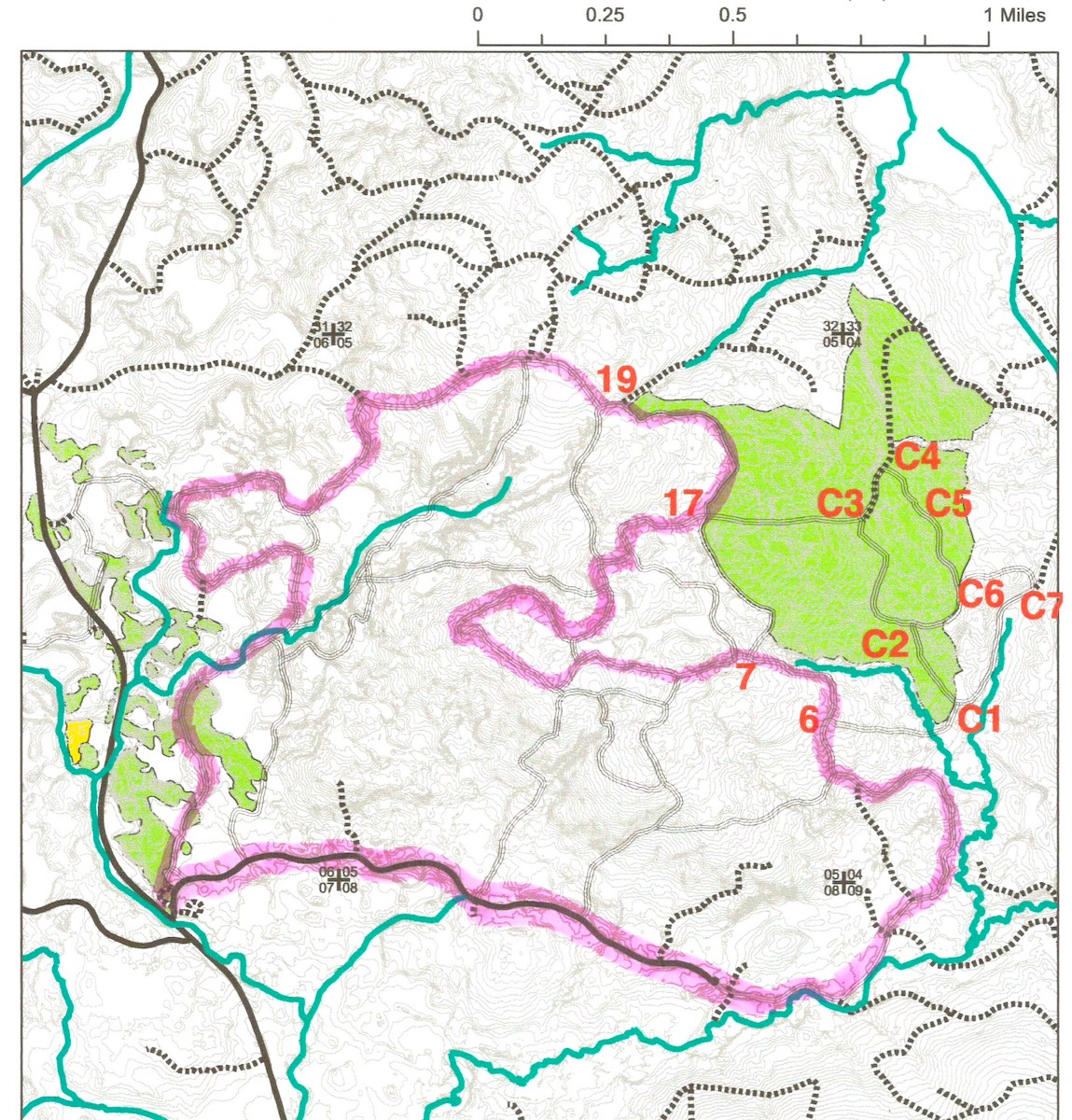 Map of Blue Hills Trail (Wisconsin) showing active logging