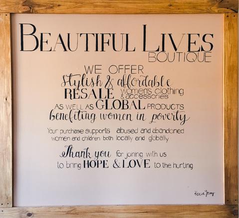 Sign in Beautiful Lives Boutique