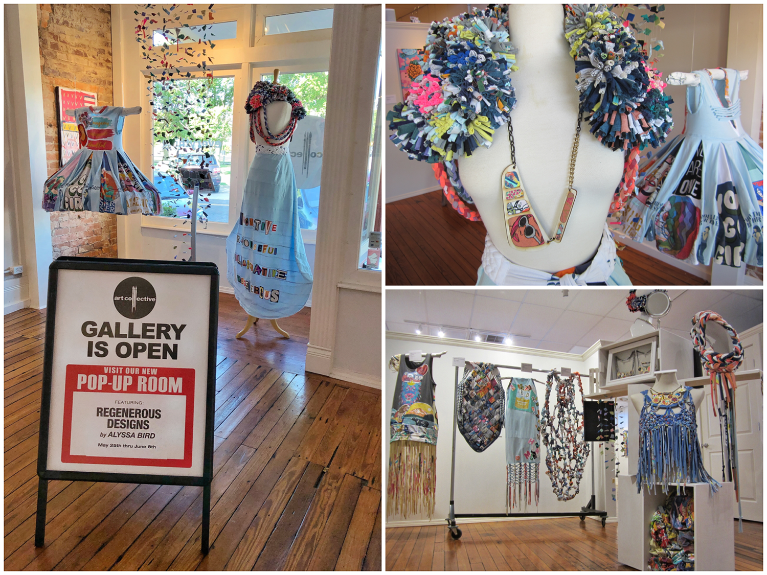 Regenerous Designs Sustainable Fashion collection on display at The Art Collective Gallery