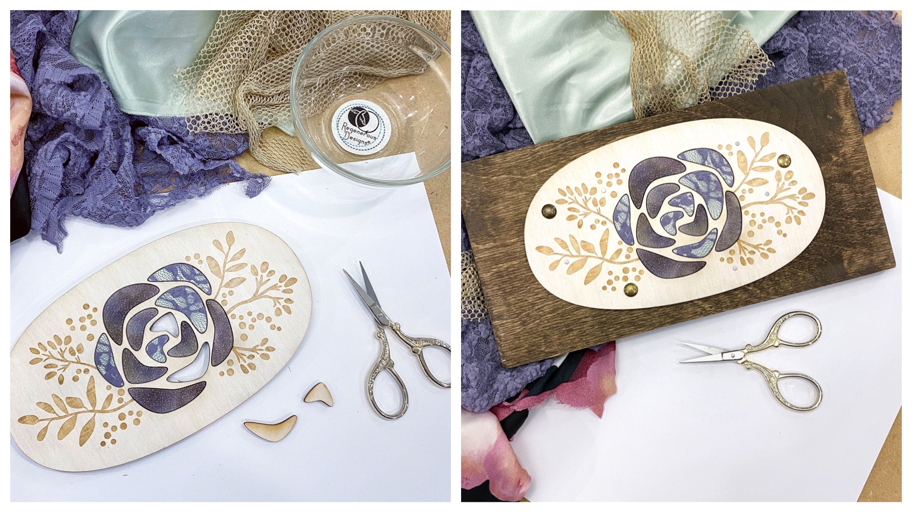 DIY art kit craft project - textile and wood flower