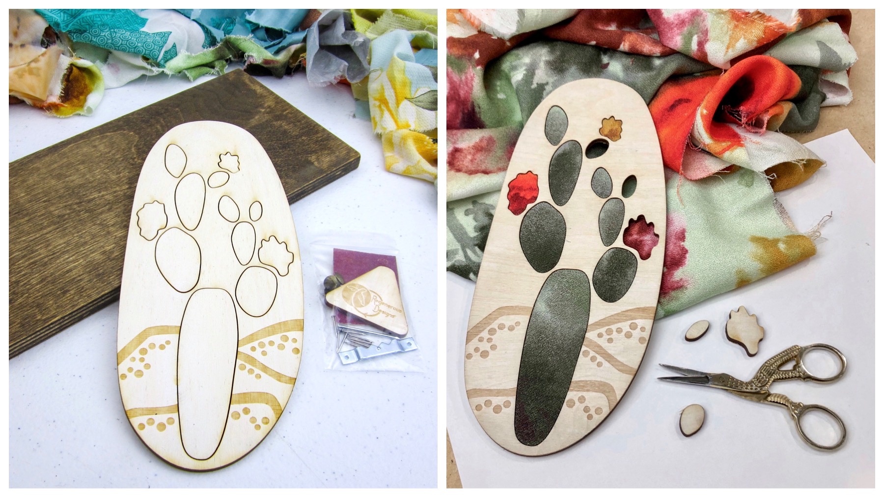 DIY art kit craft project - textile and wood cactus