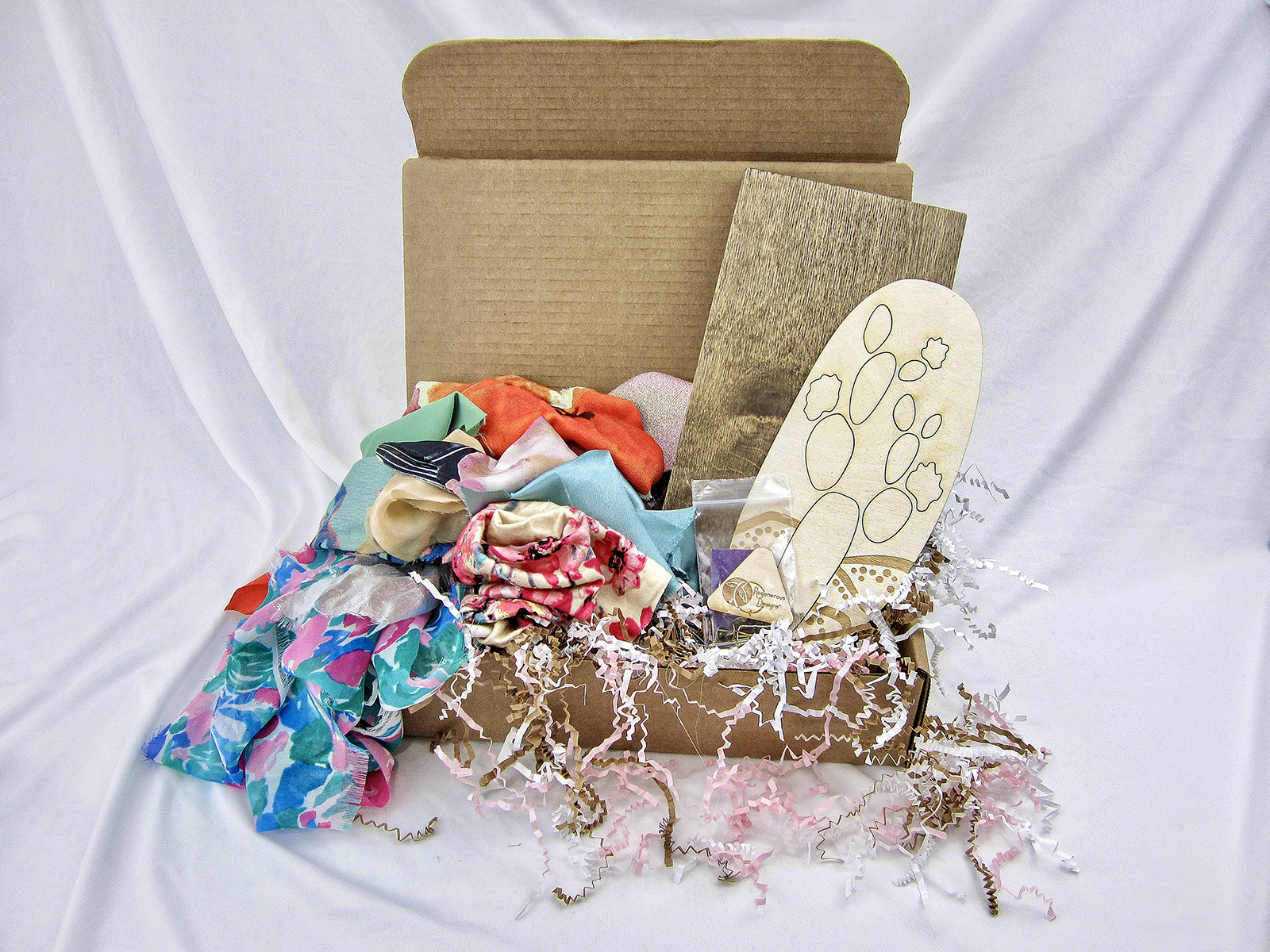 DIY art kit craft project package - textile and wood cactus