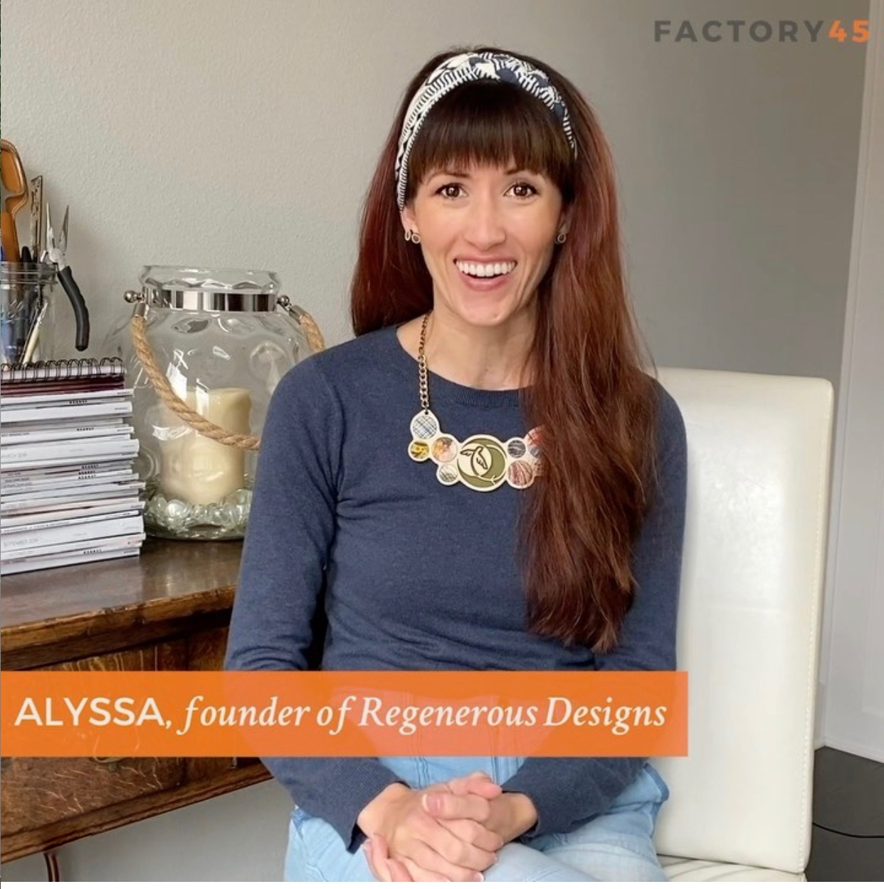 Alyssa Bird talking about the Factory45 sustainable fashion program
