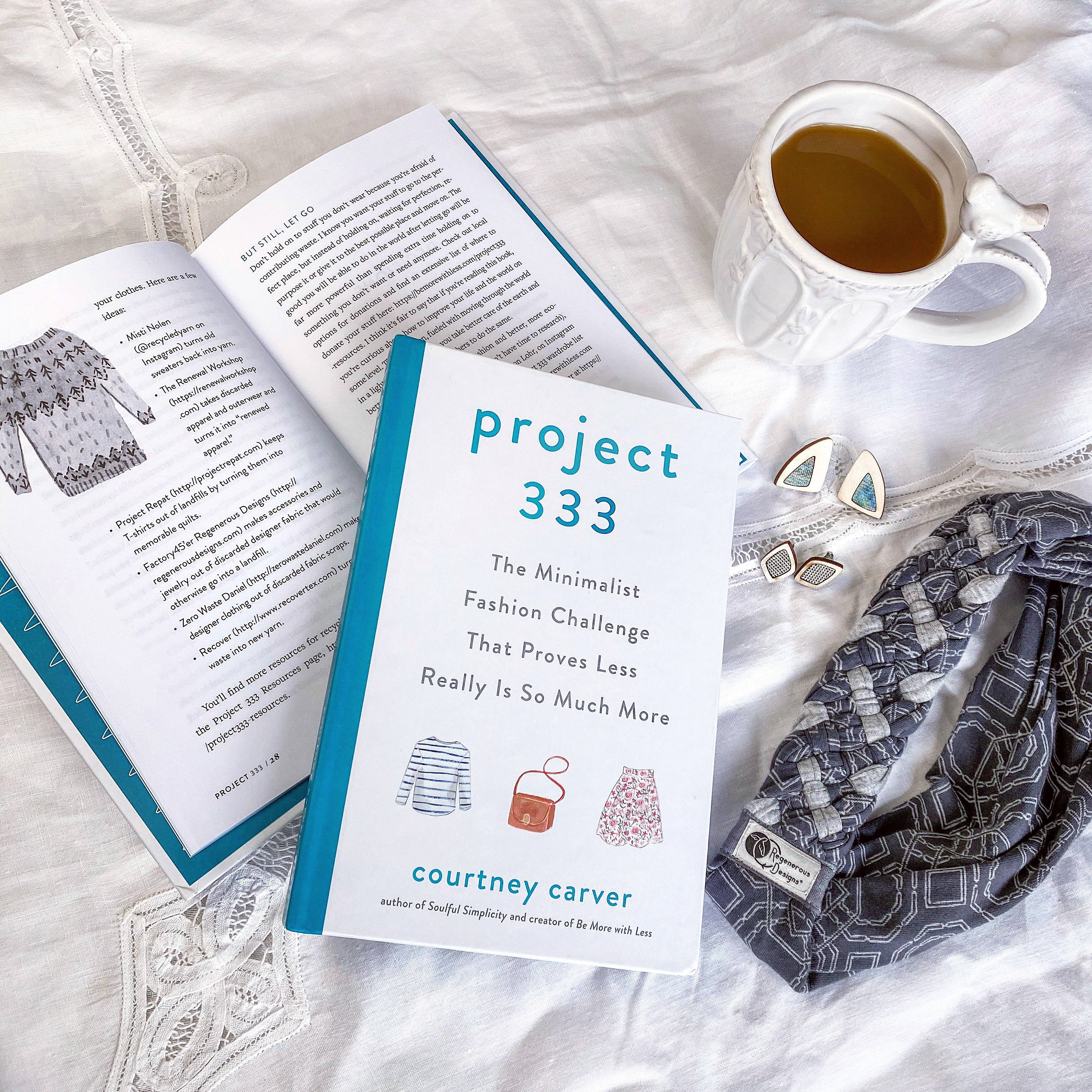 The book, Project 333, opened to the page featuring RegenerousDesigns