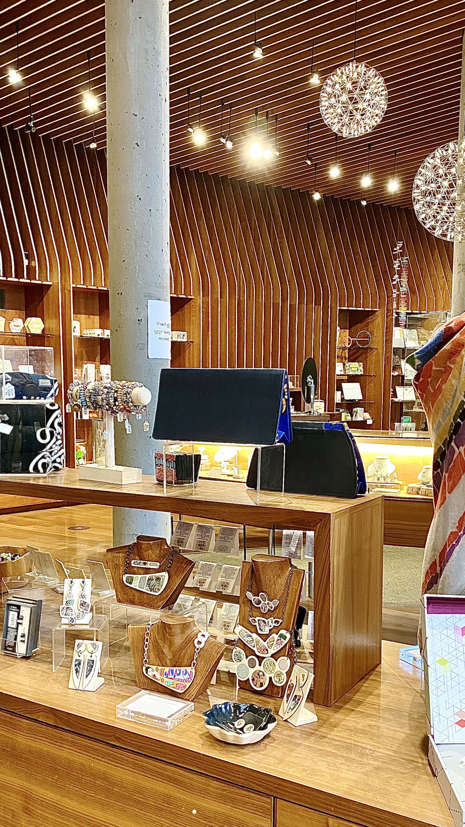 Custom one of a kind Regenerous Designs art jewelry featured at Crystal Bridges Art Museum gift shop