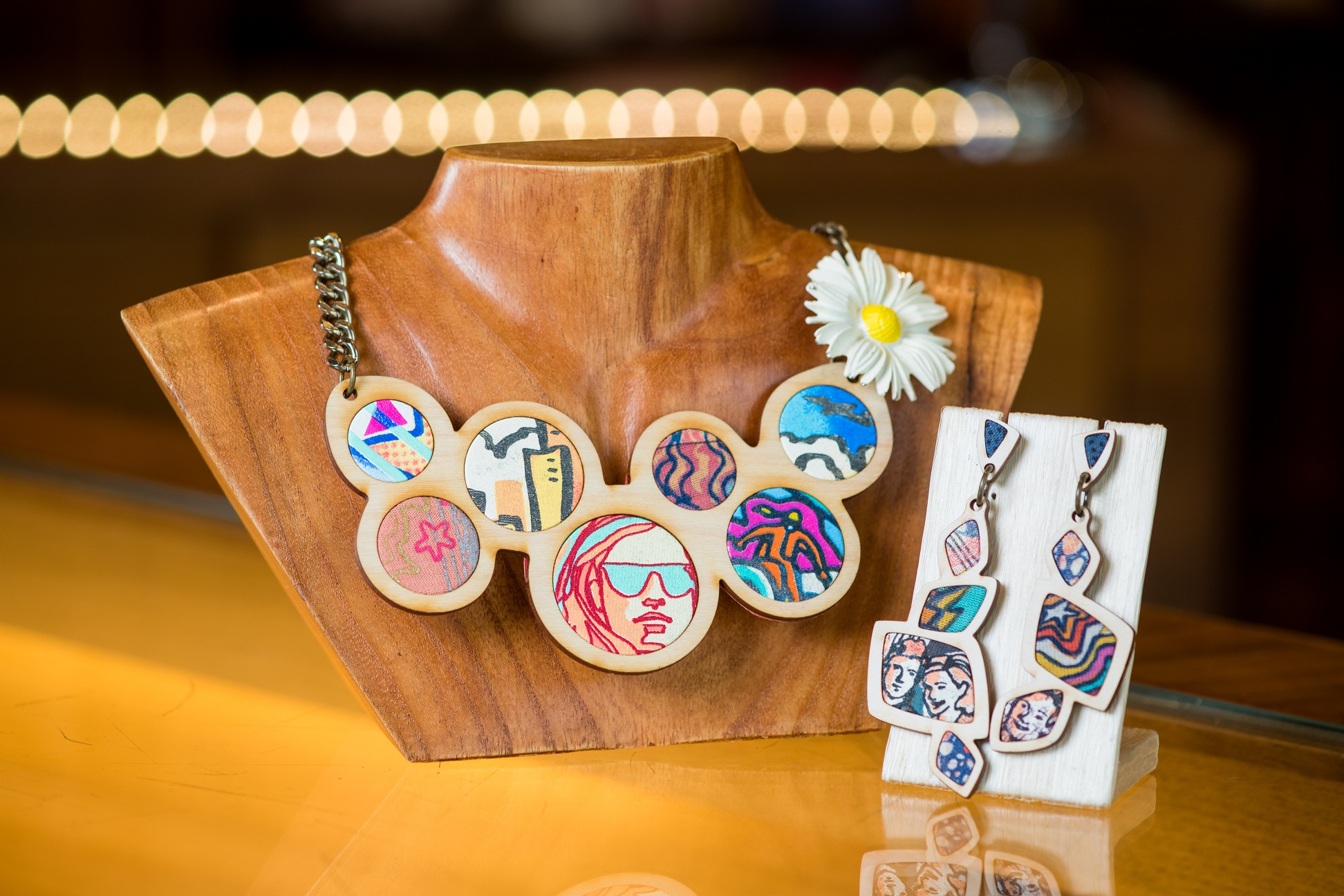 Custom one of a kind Regenerous Designs art jewelry featured at Crystal Bridges Art Museum gift shop