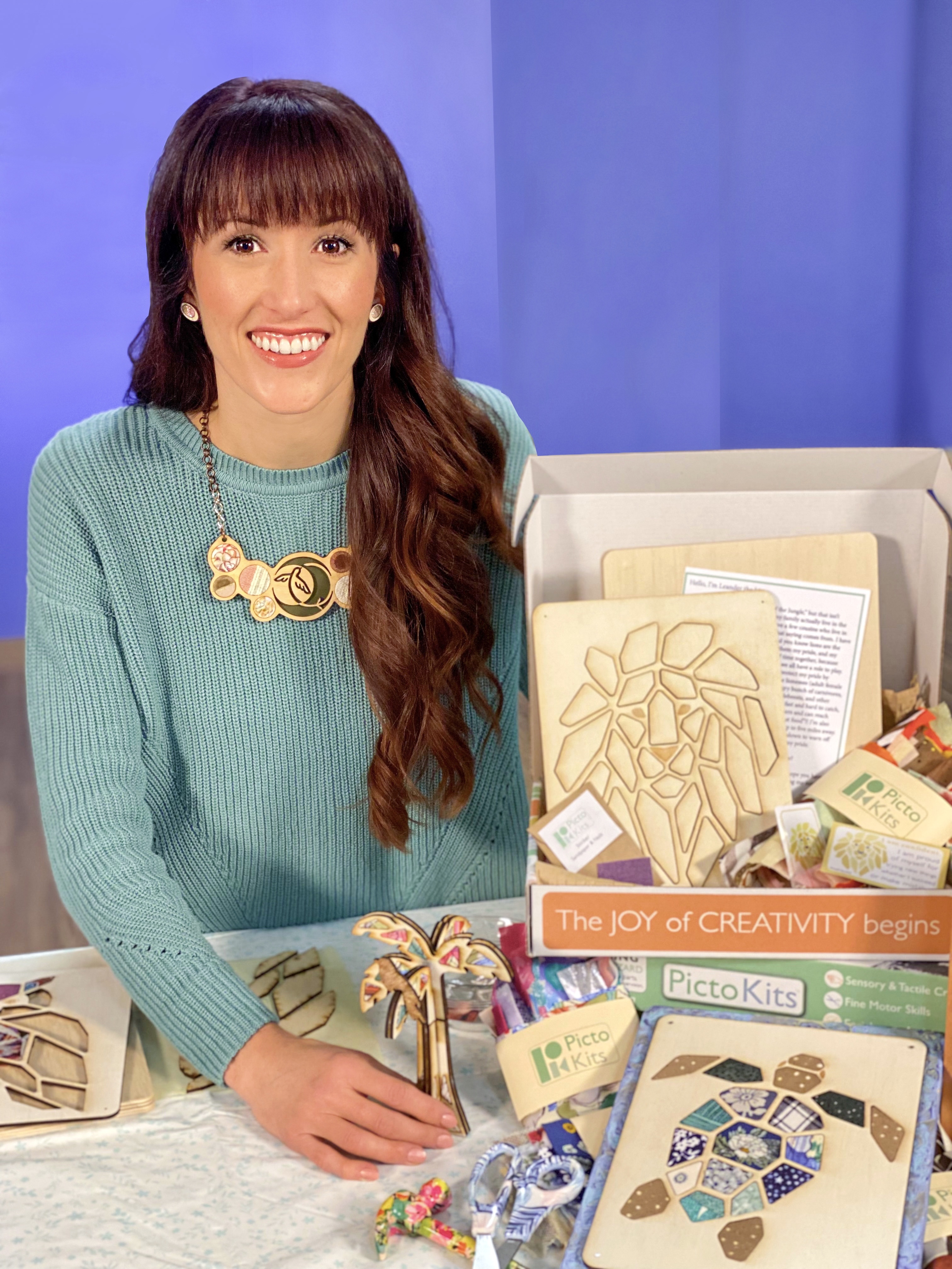 Artist/Designer Alyssa Bird showcasing her Picto Kit Art designs