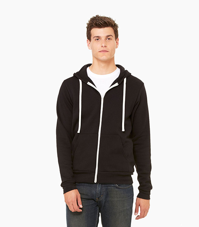 Bella + Canvas Unisex Sponge Fleece Full-Zip Hoodie - Black