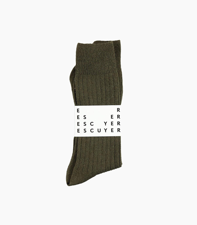 Escuyer Men's Cashmere Socks - Khaki