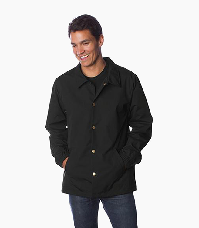 Independent Trading Company Men's Nylon Coaches Jacket - Black