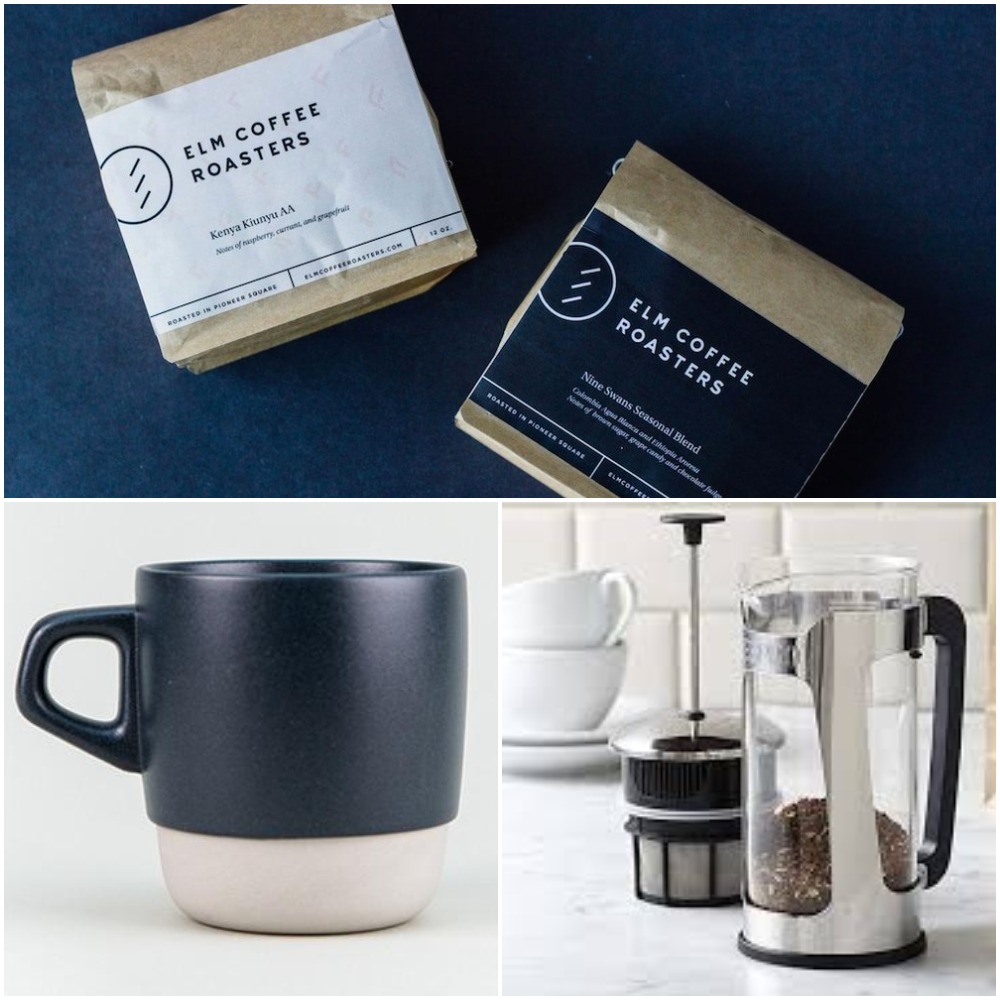 Elm Coffee - Espro Copper Coffee Press - Kinto Stacking Mugs in Navy