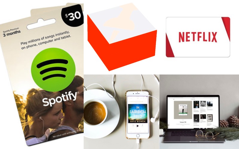 Netflix - Spotify - Kinfolk - audible subscription - custom sticky note