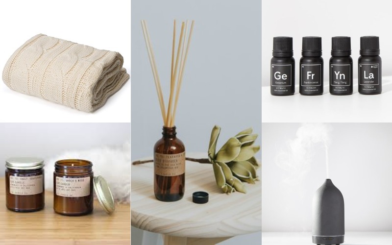 Vitruvi Diffuser, Vitruvi Essential Oils, Battio Blanket, PF Diffuser, PF Candle