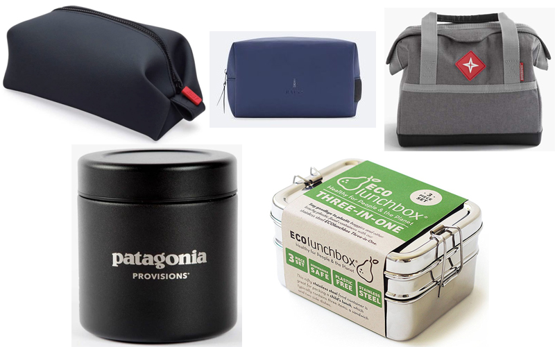 KOBY Waterproof Dopp Kit, Rains Dopp Kit, Bare Bones Lunch Cooler, Miir 16 oz Canister, Eco Lunchbox