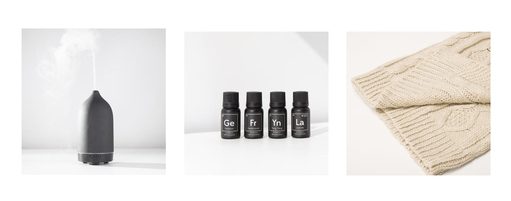 Vitruvi Diffuser, Essential Oils (2bottles), Battio Blanket