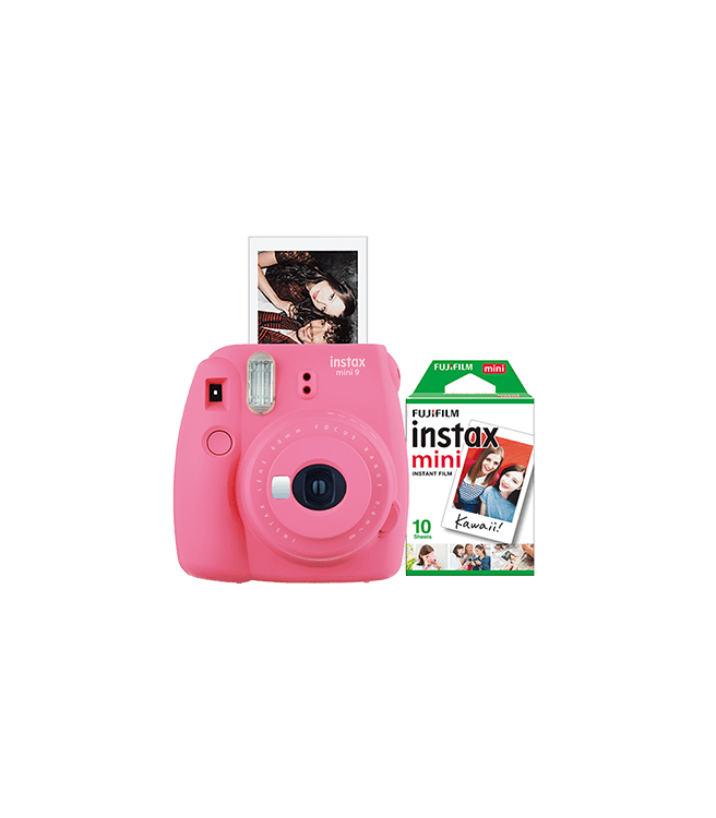Fujifilm Instax Mini 9 Instant Camera w/ 10 Count Film Flamingo Pink