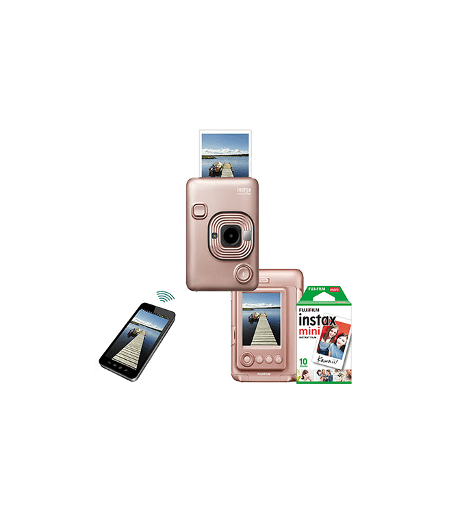Fujifilm Instax Mini LiPlay Hybrid Camera w/ 10pk Film Blush Gold