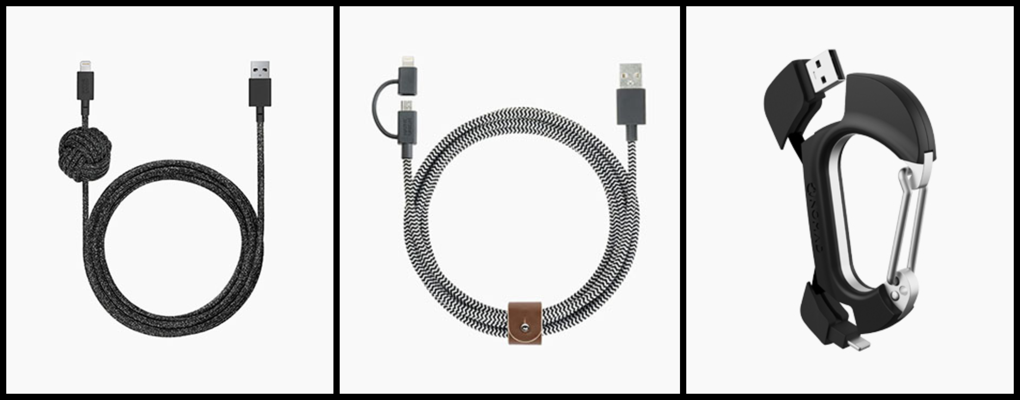 Native Union Night Cable, Native Union Belt Cable Twinhead, Nomad Carabiner Charging Cable