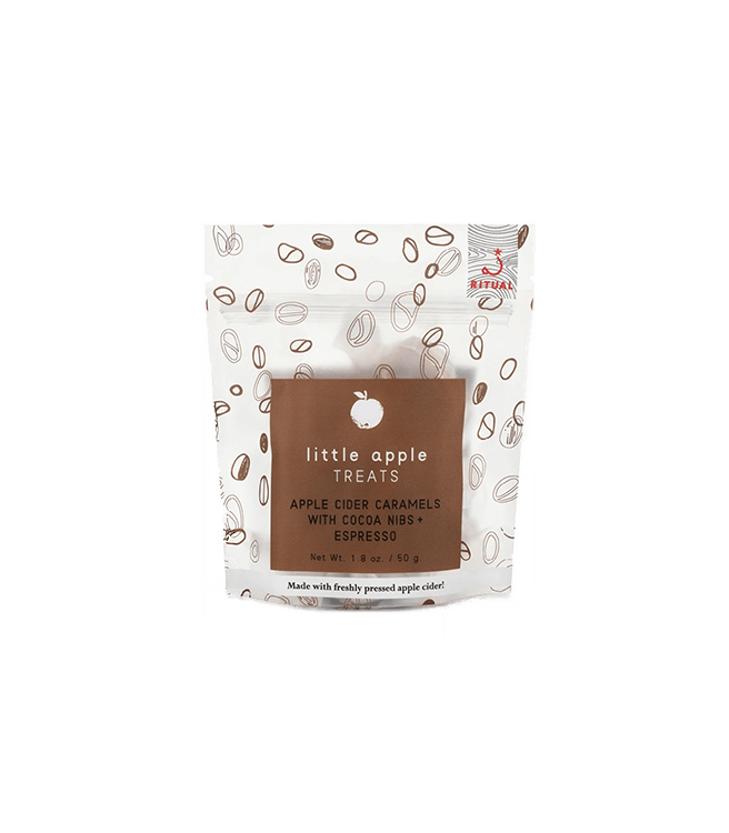 Little Apple Treats Apple Cider Caramels with Cocoa Nibs + Espresso
