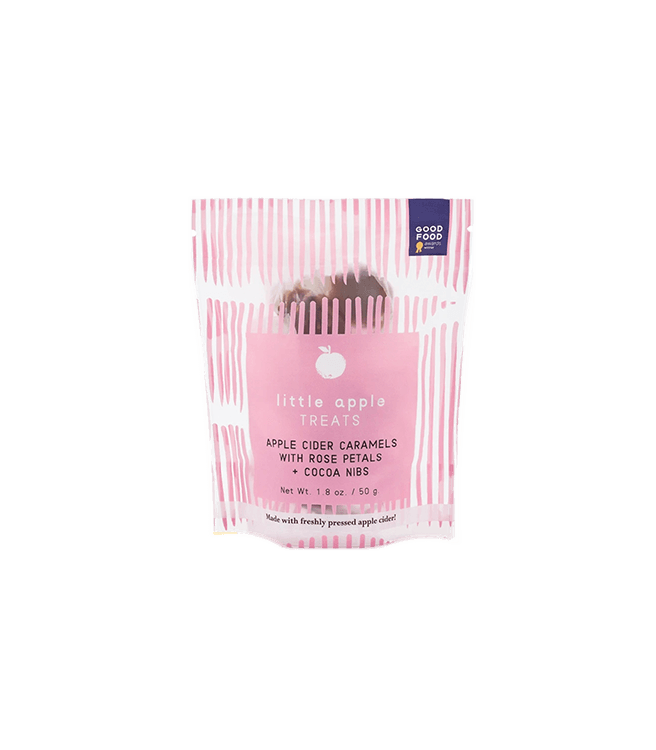 Little Apple Treats Apple Cider Caramels with Rose Petals + Cocoa Nibs Treat Pack