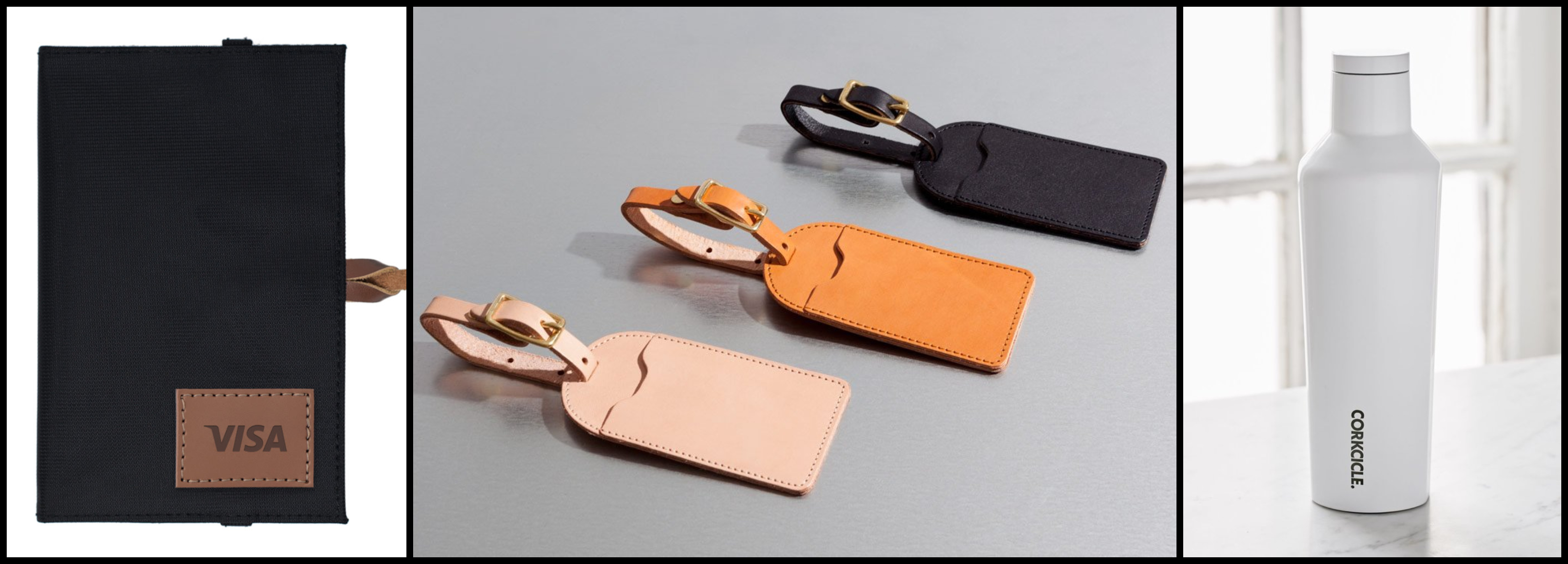 Travel Package: Luggage tags, passport holder, insulated tumbler