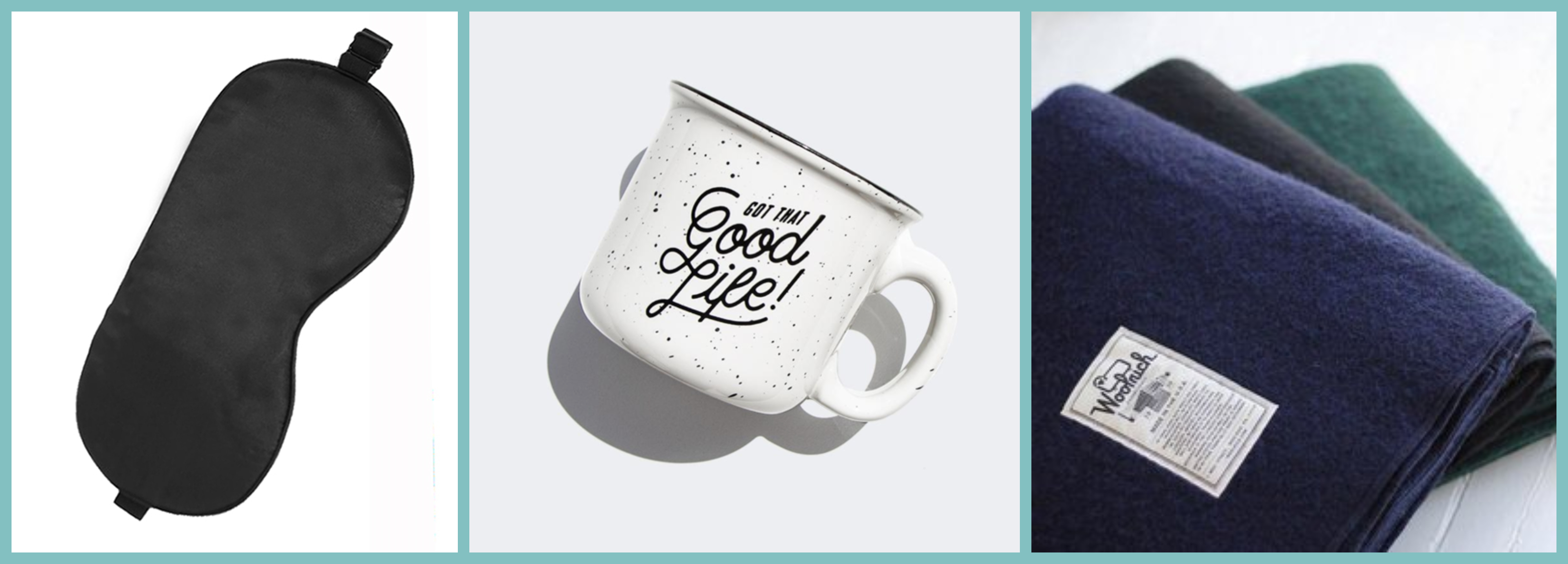 Comfort Package: Eye mask, mug, blanket