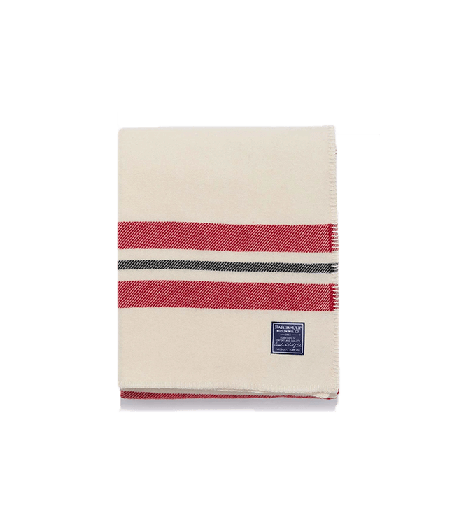 Faribault Woolen Mill Co. Cabin Wool Throw - Bone White Red Black