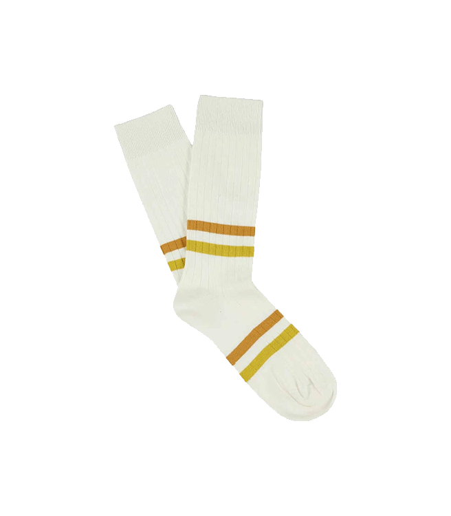 Escuyer Men's Stripes Socks - Off White / Mustard