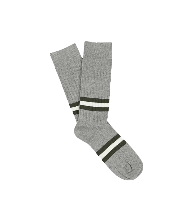 Escuyer Men's Stripes Socks - Grey Melange / Khaki