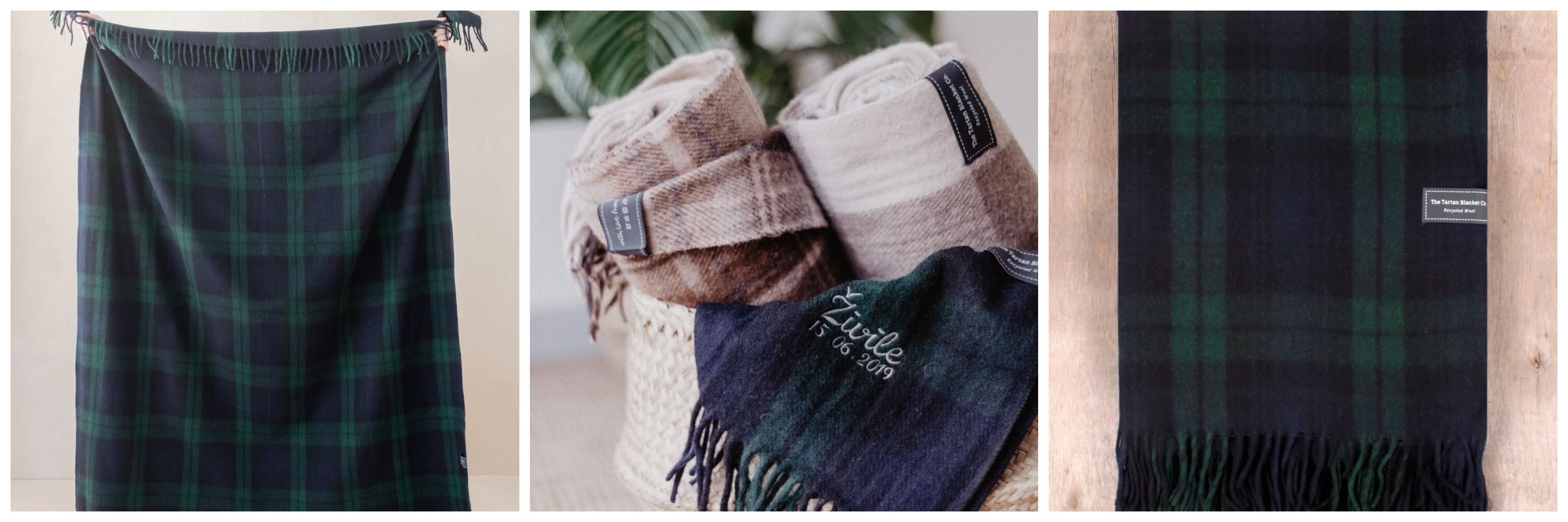 The Tartan Company Recycled Wool Blanket in Black Watch Tartan
